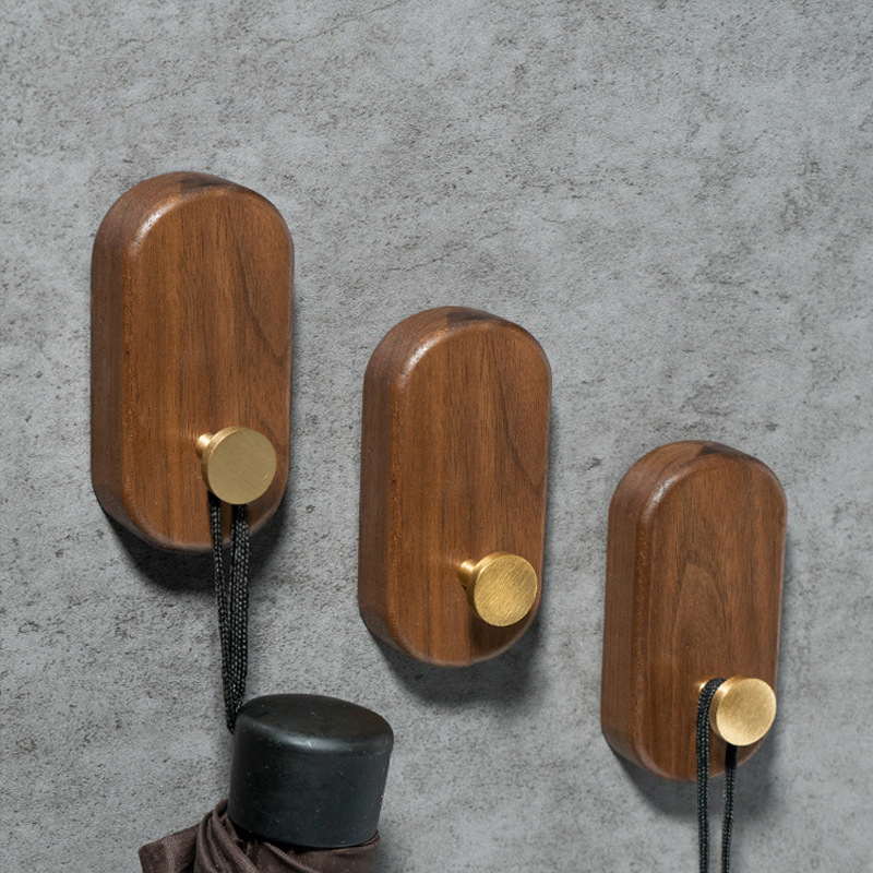 2/1pcs Walnut Wood Brass Hook  - Interior Design Product recension och pris