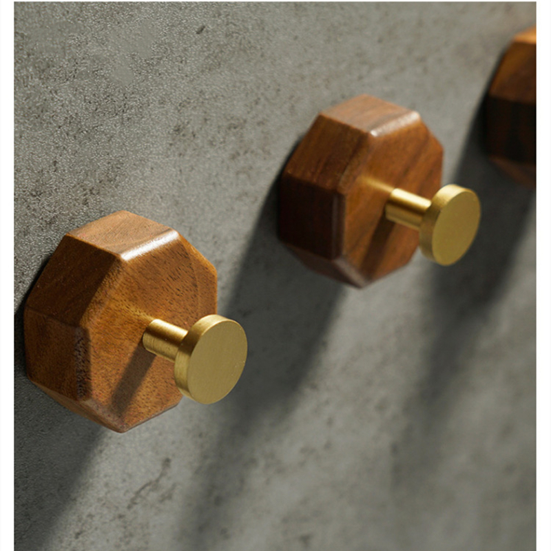 2/1pcs Walnut Wood Brass Hook  - Interior Design Product recension och pris